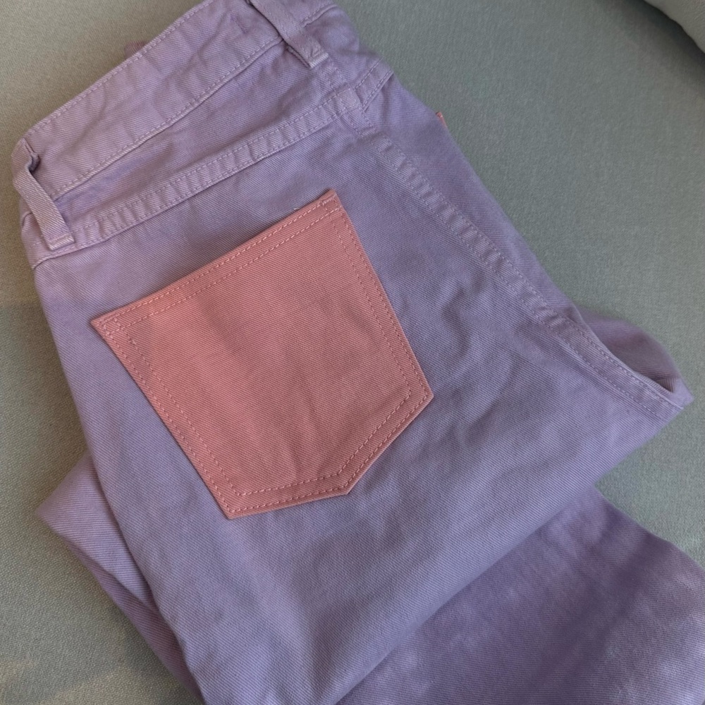 Purple & pink STAUD 100% cotton pants / trousers